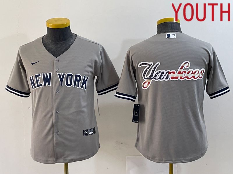 Youth New York Yankees Blank Grey Nike 2024 Game MLB Jersey style 3